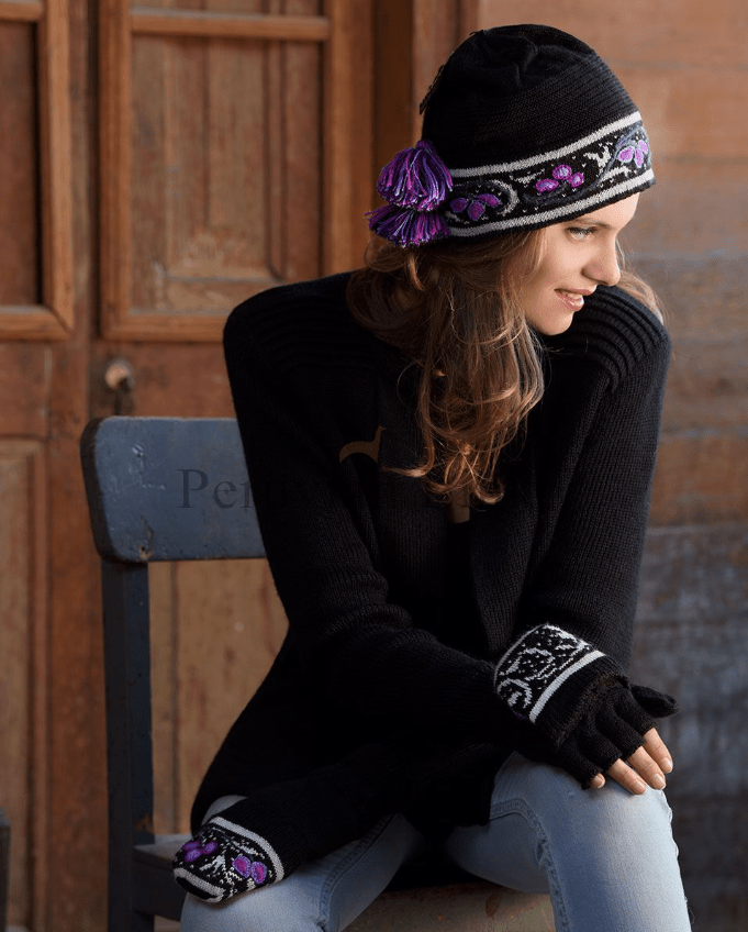 Purple Rain Hat & Glitten Set Purely Alpaca