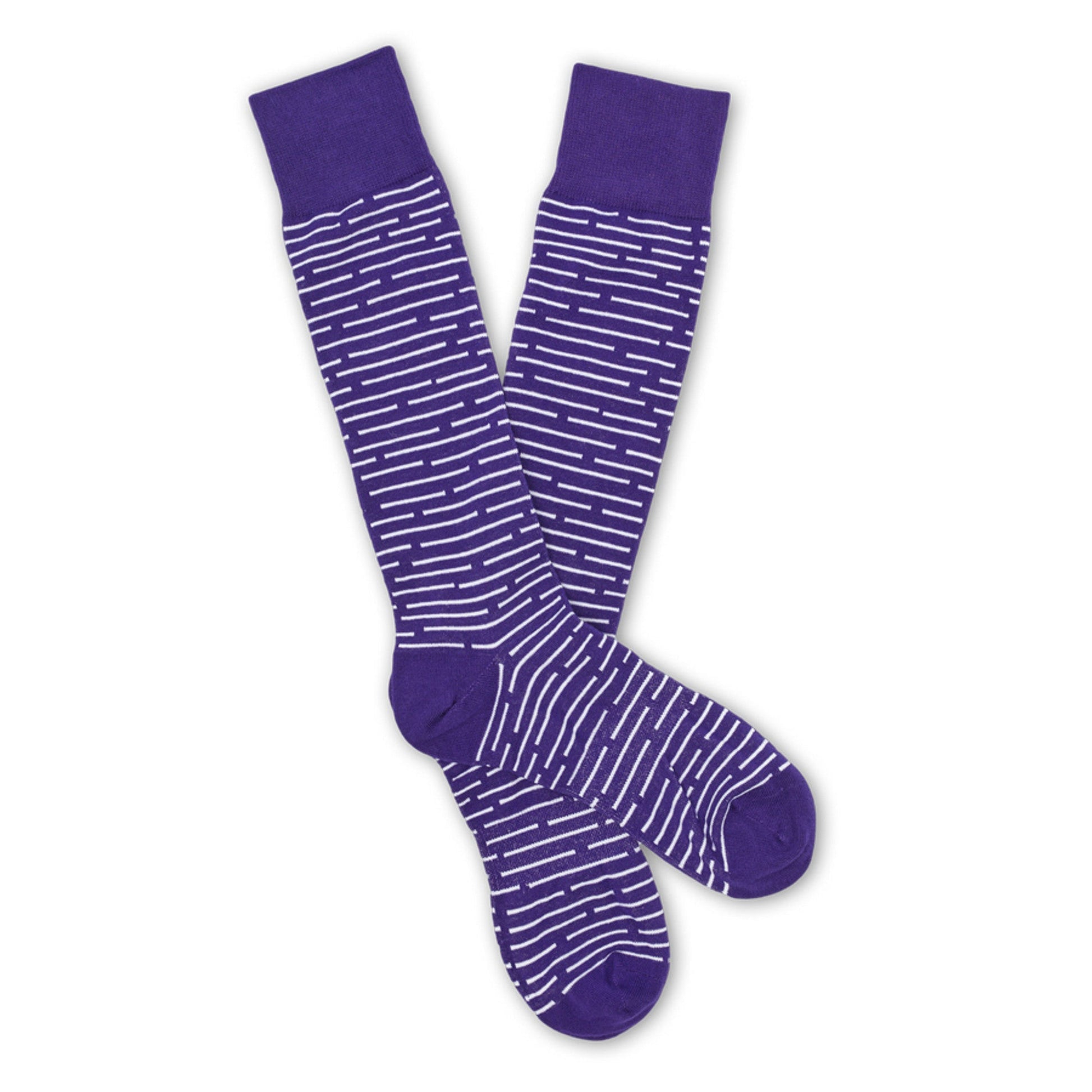 Purple / White Broken Stripe Dress Socks DeadSoxy