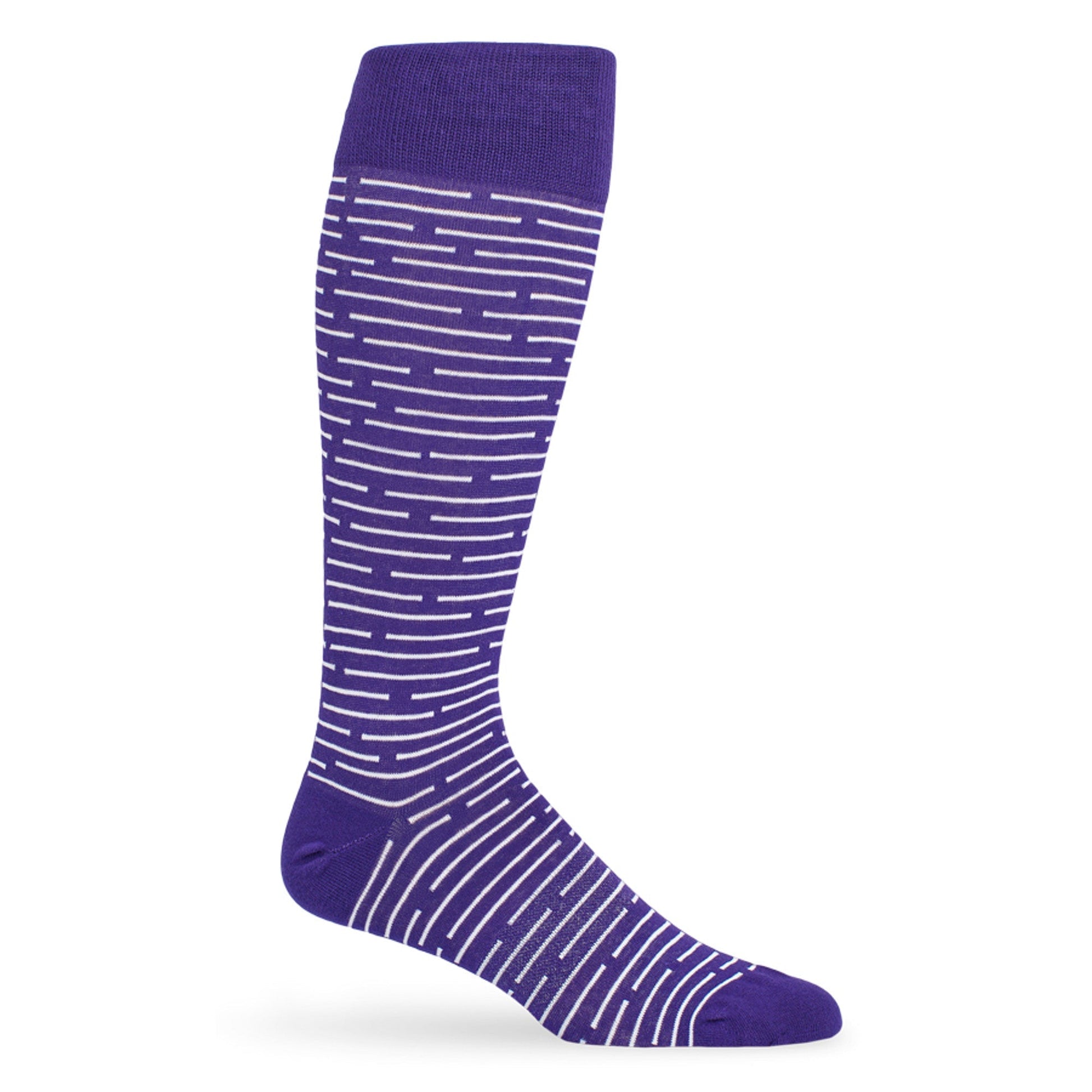 Purple / White Broken Stripe Dress Socks DeadSoxy