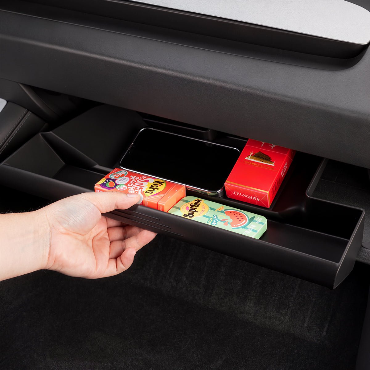 Push-Pull Glovebox Storage Case for Tesla Model 3 Highland / Model Y Juniper / YL (LHD) Tesery Official Store