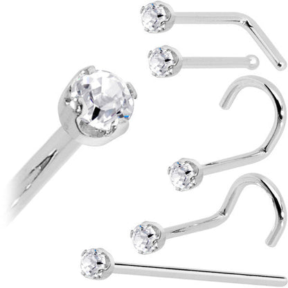 14k White Gold 2mm Lab Grown Diamond Nose Ring BodyCandy