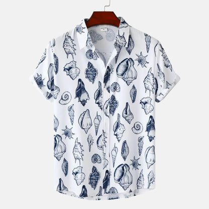 Men's Floral Print Short Sleeve Beach Shirt