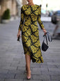 Spandex A-line Dress with Round Neck Pullover Design