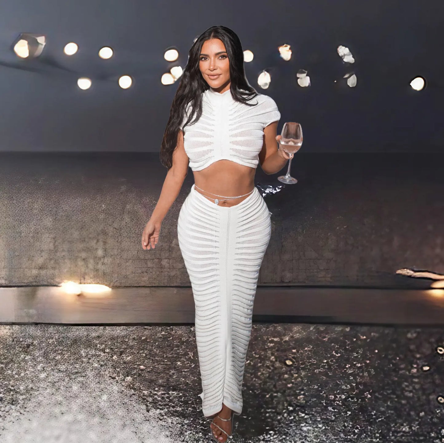 Cross-Border Supply: Women's Knit Sheer Club Outfit
