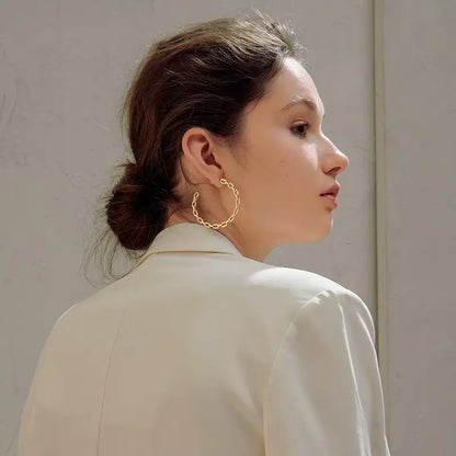 Stylish Hoop Earrings, Minimalist 925 Silver Studs