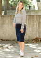 Quinn Navy Knit Midi Skirt