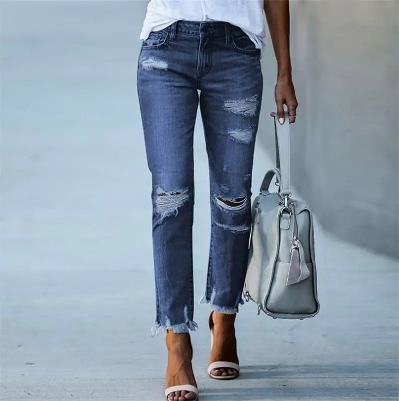 Plus Size Women's Ripped Jeans Trousers