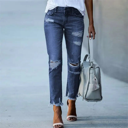 Plus Size Women's Ripped Jeans Trousers