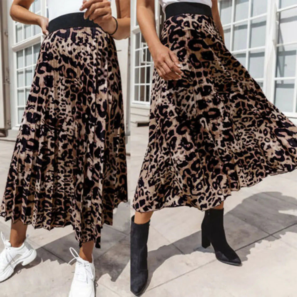 Leopard Print Sexy A-Line Mini Skirt for Women