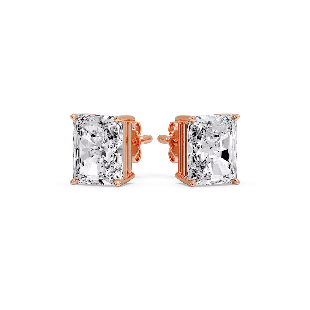 Radiant Diamond Basket Stud Earring Fascinating Diamonds