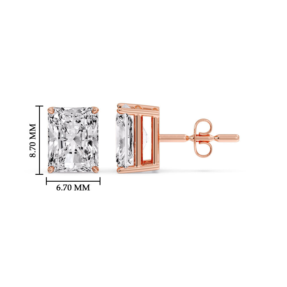 Radiant Diamond Basket Stud Earring Fascinating Diamonds