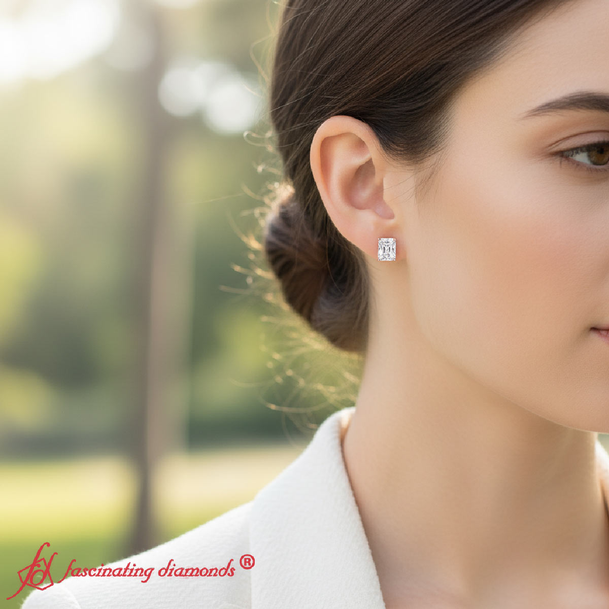 Radiant Diamond Basket Stud Earring Fascinating Diamonds
