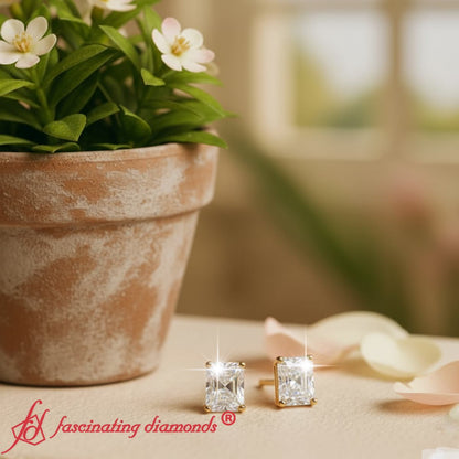 Radiant Diamond Basket Stud Earring Fascinating Diamonds