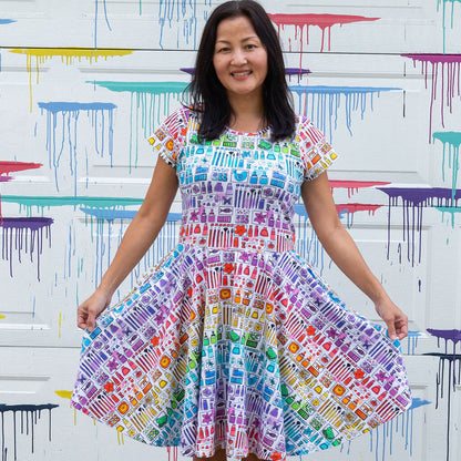 Adult "Smarty Paints" Rainbow Art Supplies Super Twirler Dress with Pockets Princess Awesome & Boy Wonder