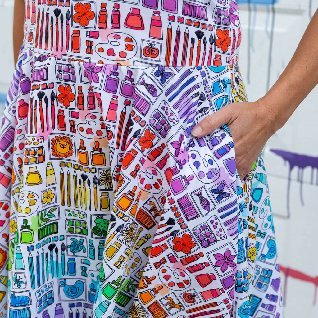 Adult "Smarty Paints" Rainbow Art Supplies Super Twirler Dress with Pockets Princess Awesome & Boy Wonder