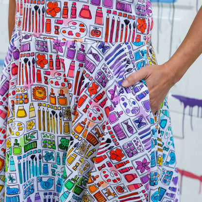 Adult "Smarty Paints" Rainbow Art Supplies Super Twirler Dress with Pockets Princess Awesome & Boy Wonder