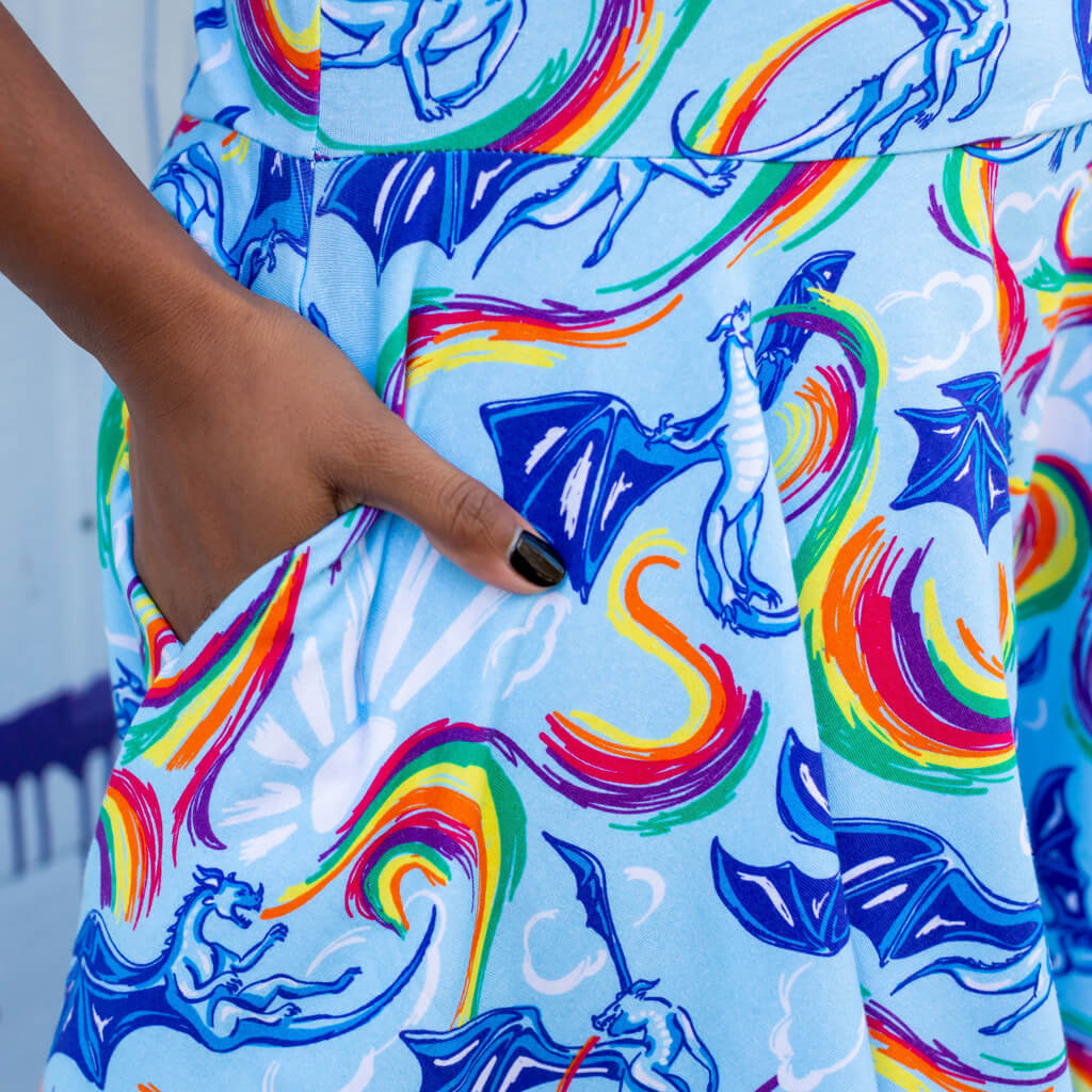 Adult Rainbow Breathing Dragons Super Twirler Dress with Pockets Princess Awesome & Boy Wonder