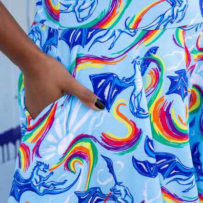 Adult Rainbow Breathing Dragons Super Twirler Dress with Pockets Princess Awesome & Boy Wonder