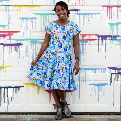 Adult Rainbow Breathing Dragons Super Twirler Dress with Pockets Princess Awesome & Boy Wonder