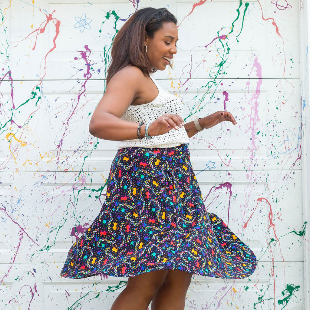 Adult "Party in the DNA" Chemistry Skirt With Pockets Princess Awesome & Boy Wonder