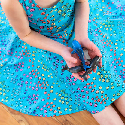 "Summer School" Rainbows of Fish Sleeveless Play Dress with Pockets Princess Awesome & Boy Wonder