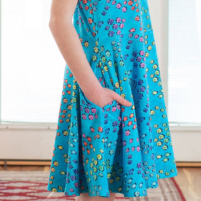 "Summer School" Rainbows of Fish Sleeveless Play Dress with Pockets Princess Awesome & Boy Wonder