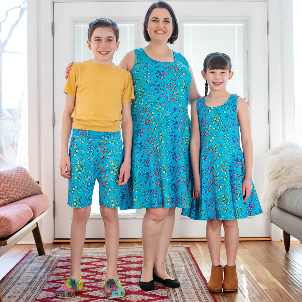 Adult "Summer School" Rainbows of Fish Sleeveless Dress with Pockets Princess Awesome & Boy Wonder