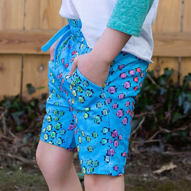 "Summer School" Rainbows of Fish Drawstring Shorts with Pockets Princess Awesome & Boy Wonder