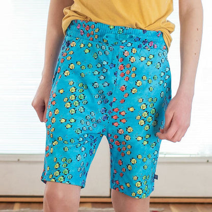 "Summer School" Rainbows of Fish Drawstring Shorts with Pockets Princess Awesome & Boy Wonder