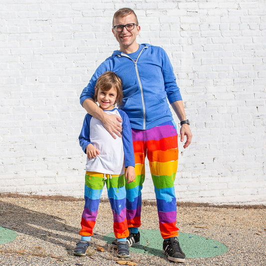 Adult "Paint the Town" Rainbow Fuzzy Fleece Joggers with Pockets Princess Awesome & Boy Wonder