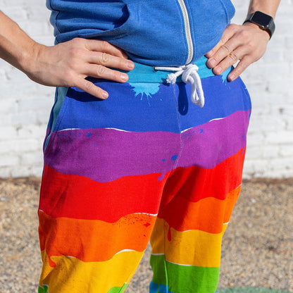 Adult "Paint the Town" Rainbow Fuzzy Fleece Joggers with Pockets Princess Awesome & Boy Wonder