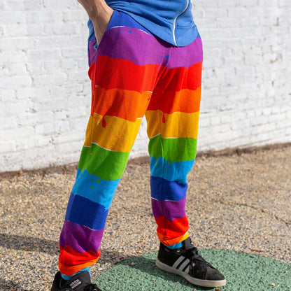 Adult "Paint the Town" Rainbow Fuzzy Fleece Joggers with Pockets Princess Awesome & Boy Wonder