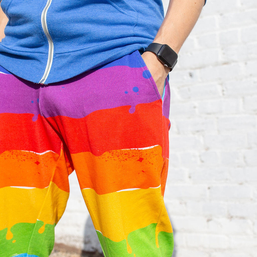 Adult "Paint the Town" Rainbow Fuzzy Fleece Joggers with Pockets Princess Awesome & Boy Wonder