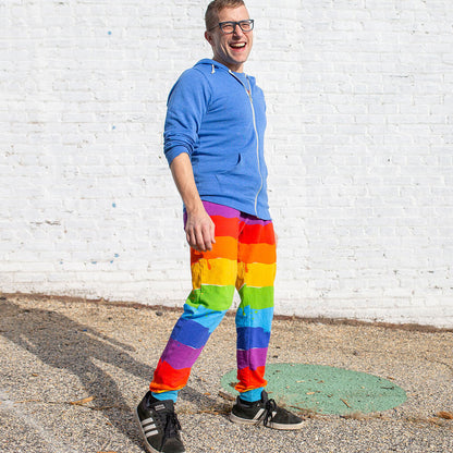 Adult "Paint the Town" Rainbow Fuzzy Fleece Joggers with Pockets Princess Awesome & Boy Wonder