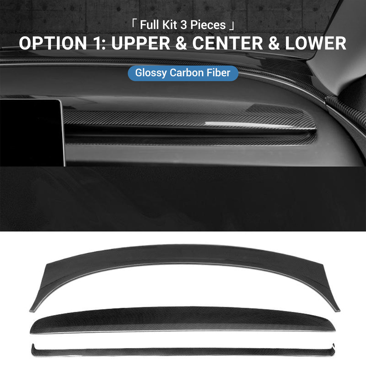 TESERY Real Dry Carbon Fiber Dashboard Cover Overlay for Model 3 Highland / Model Y Juniper Tesery Official Store