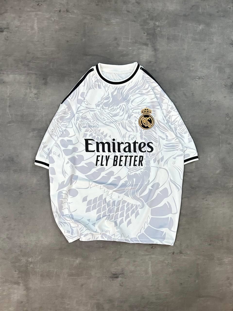Real Madrid Dragon Print Oversized T-shirt - Premium 2-Thread Lycra Blend Withinblack