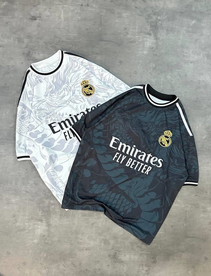 Real Madrid Dragon Print Oversized T-shirt - Premium 2-Thread Lycra Blend Withinblack