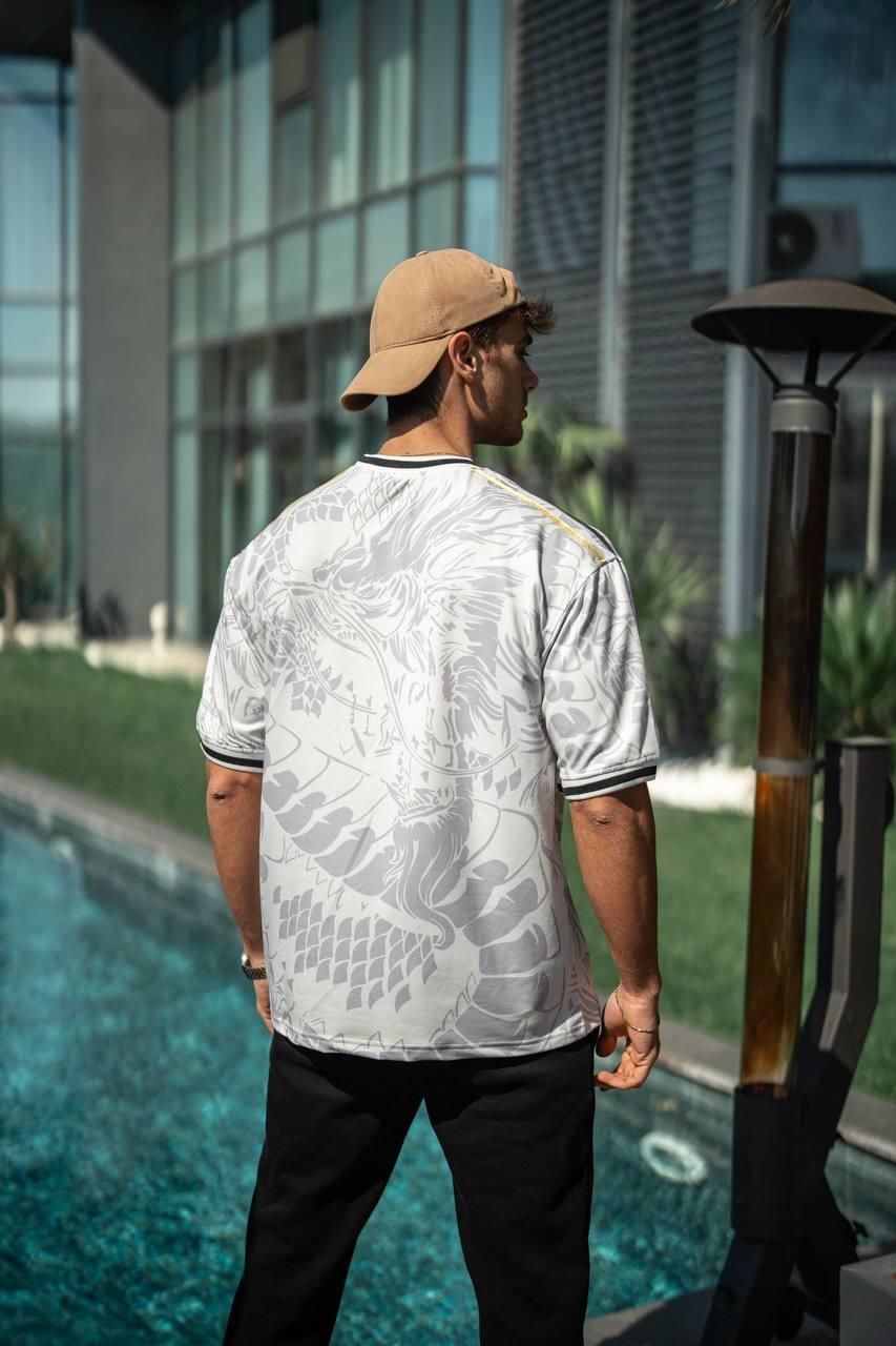 Real Madrid Dragon Print Oversized T-shirt - Premium 2-Thread Lycra Blend Withinblack