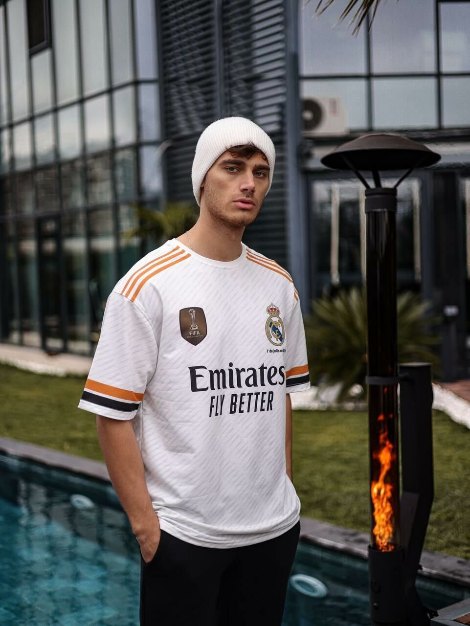 Real Madrid Oversized T-shirt with Logo - Lycra Blend Fabric for Comfort Withinblack