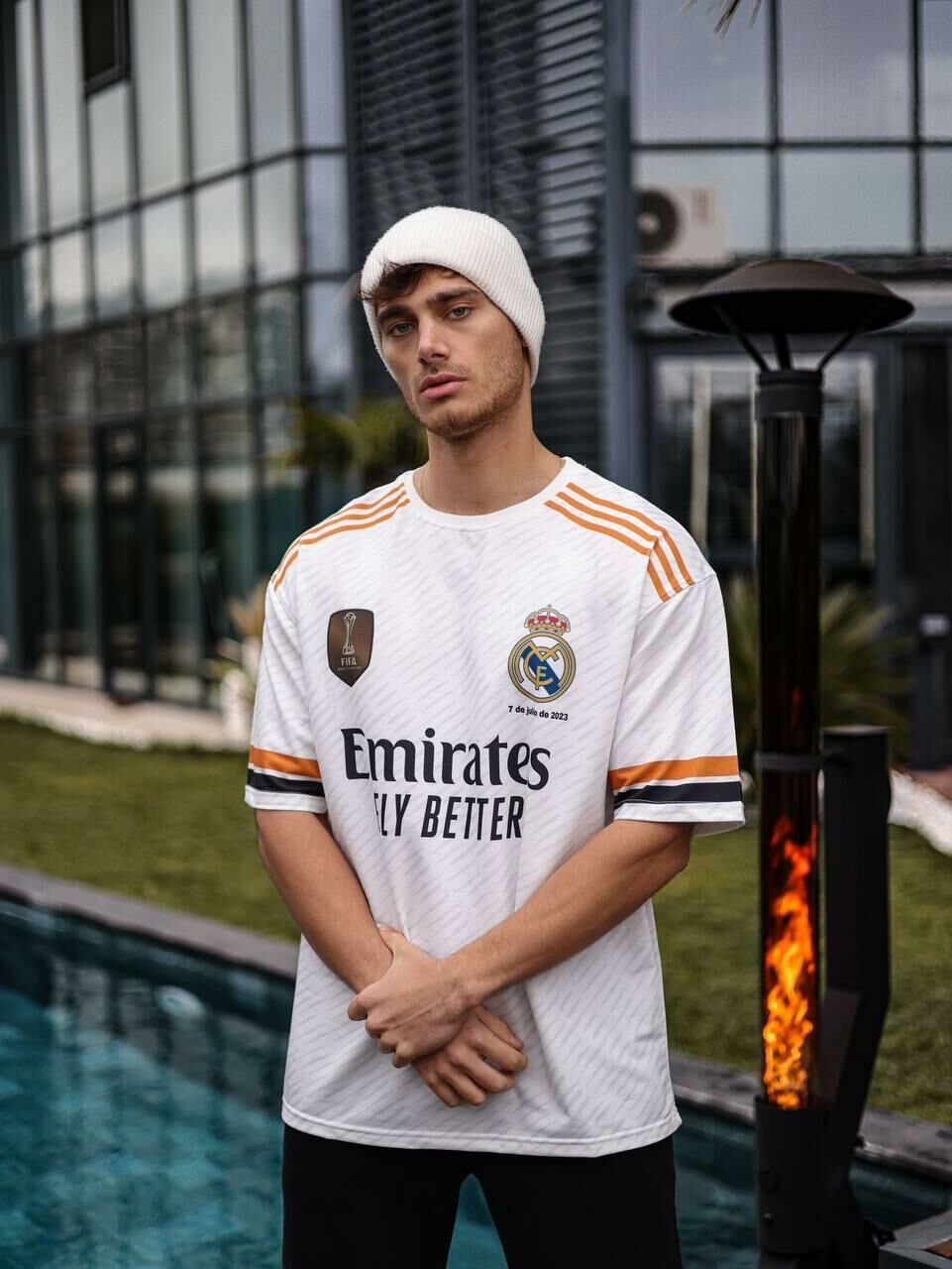 Real Madrid Oversized T-shirt with Logo - Lycra Blend Fabric for Comfort Withinblack