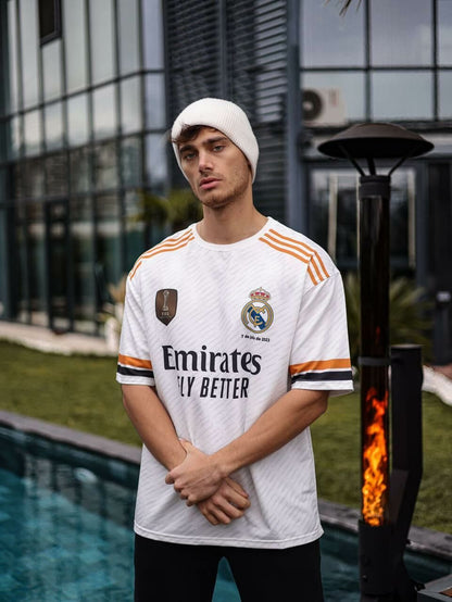 Real Madrid Oversized T-shirt with Logo - Lycra Blend Fabric for Comfort Withinblack