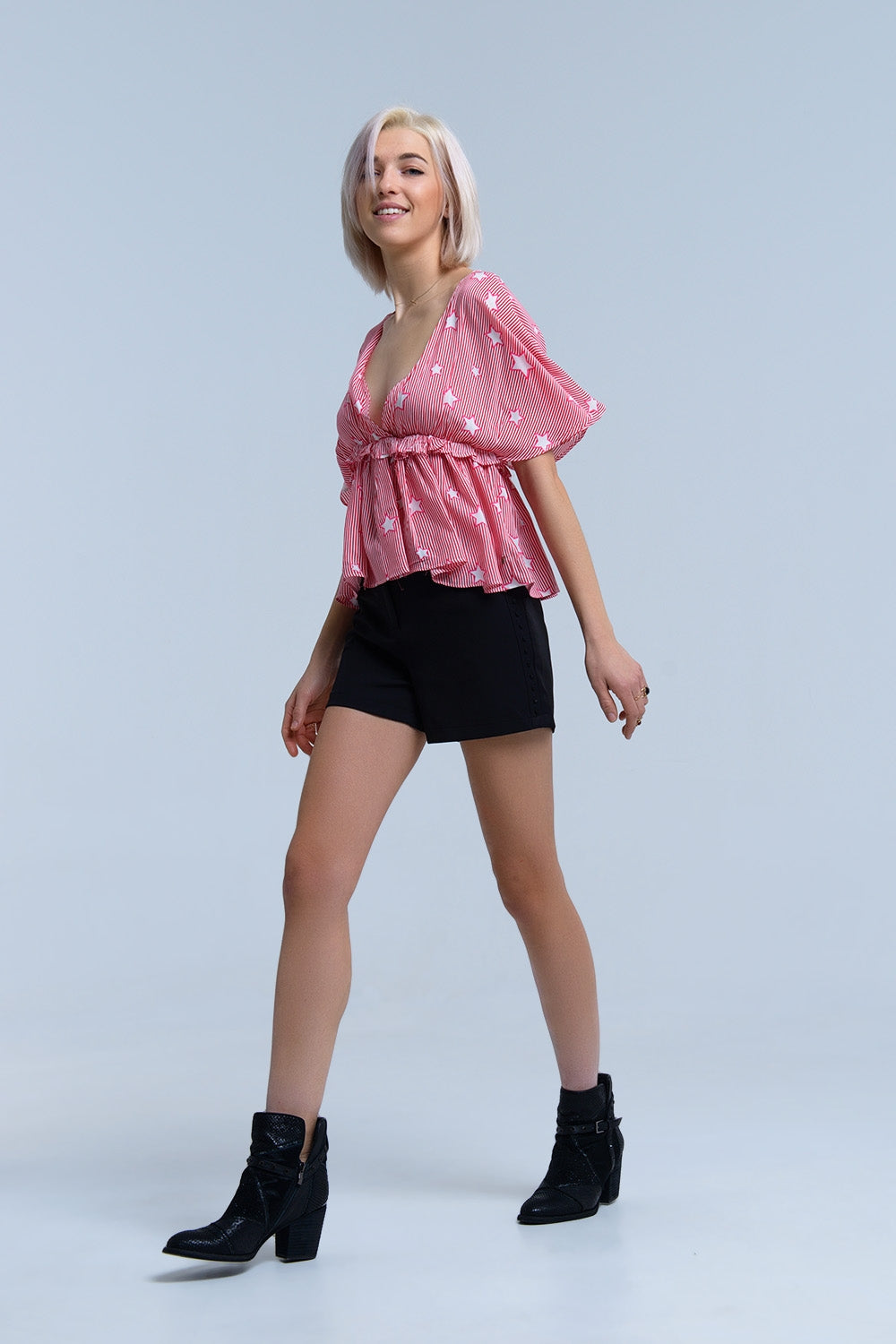 Red top with stars and ruffle Q2store