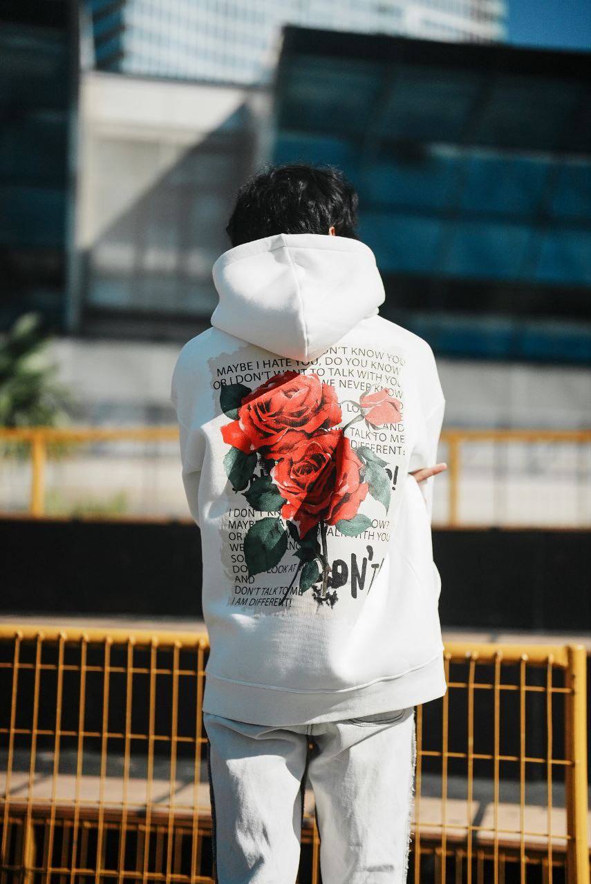 Oversize 'Red Roses' Graphic Hoodie - Dark Aesthetic Streetwear Sweatshirt Withinblack