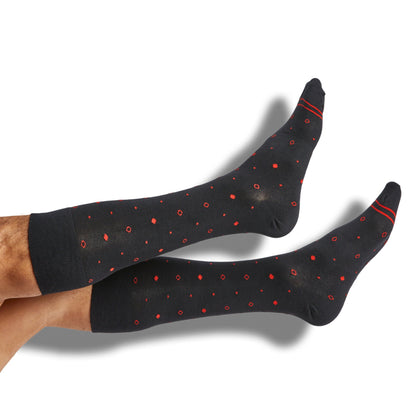 Red / Black Mixed Dot Dress Socks DeadSoxy