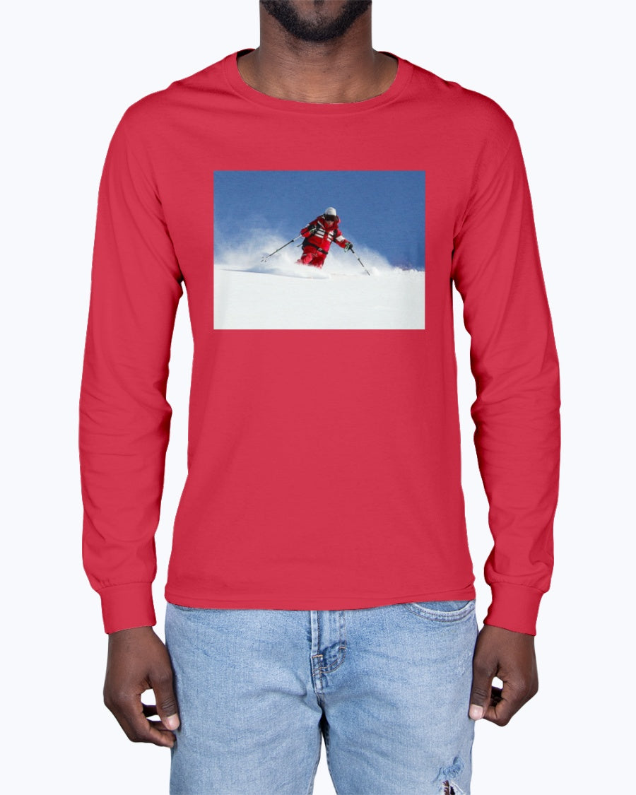Skiing Bunny Hops, Winter Apparel, Moss Apparel, Unisex Long Sleeve T-Shirt Moss Apparel