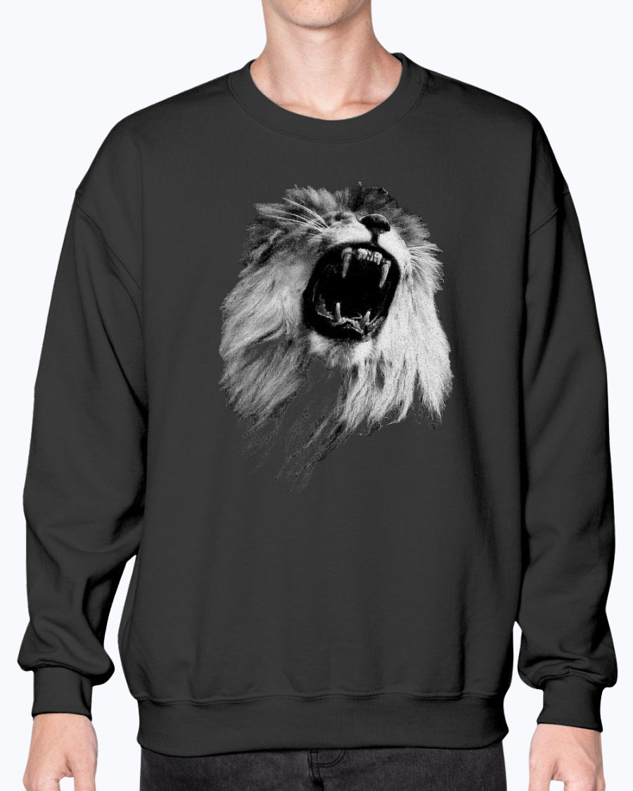 Majestic Lion, Animal Lover Gift, Cozy Casual Wear, Moss Apparel, Unisex Crewneck Sweatshirt Moss Apparel