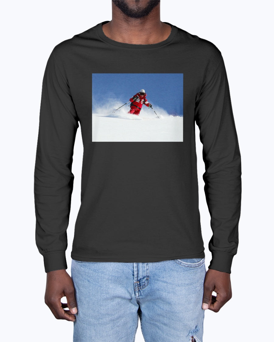 Skiing Bunny Hops, Winter Apparel, Moss Apparel, Unisex Long Sleeve T-Shirt Moss Apparel