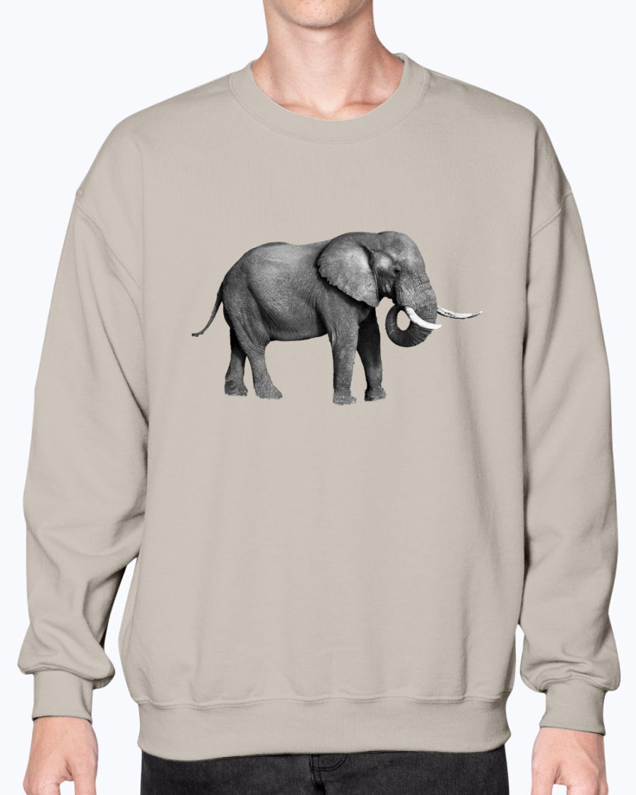 Grazing African Elephant, African Elephant, Elephant lovers, wildlife fans, Moss Apparel, Unisex Crewneck Sweatshirt Moss Apparel