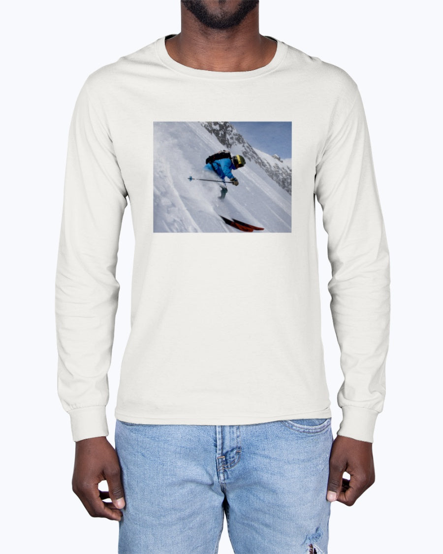 Glacial Plunge, Cool Ski Apparel, Moss Apparel, Unisex Long Sleeve T-Shirt Moss Apparel