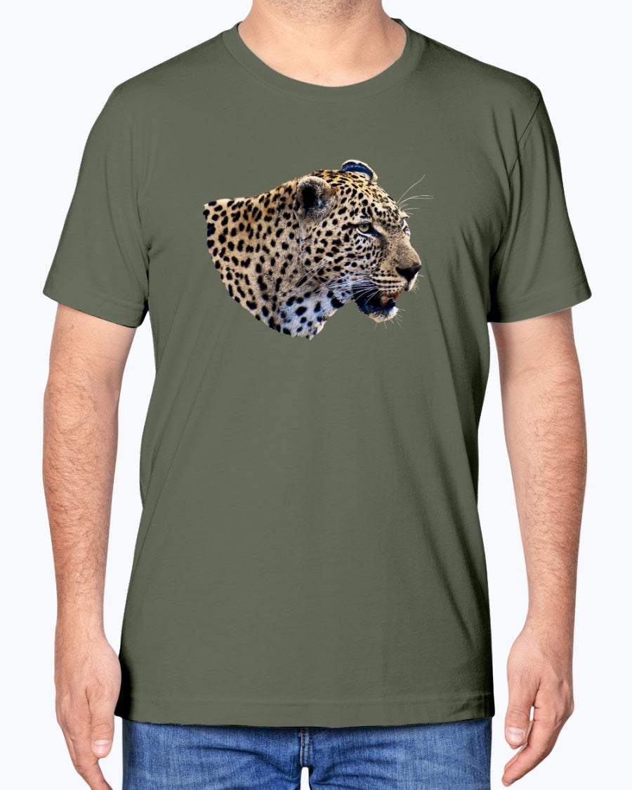 Leopard's Smile, Nature Lover's Apparel, cat lovers, wildlife fans, Moss Apparel, Unisex T-Shirt Moss Apparel